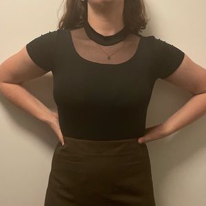 Kendall and Kylie Black mesh cutout bodysuit going-out top